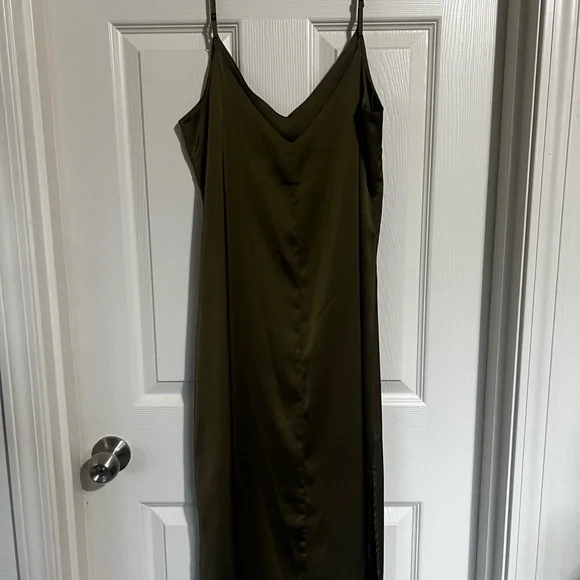 Chic Olive Midi Slip Dress - Picture 4 of 9